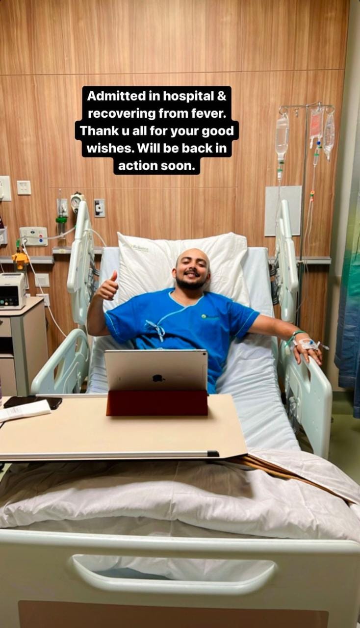 Delhi Capitals opener Prithvi Shaw hospitalised with fever, shares pic