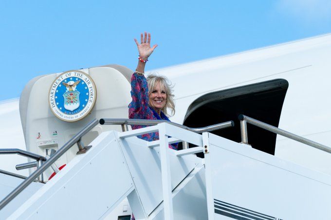 Why did Jill Biden visit hospital after landing in Washington?