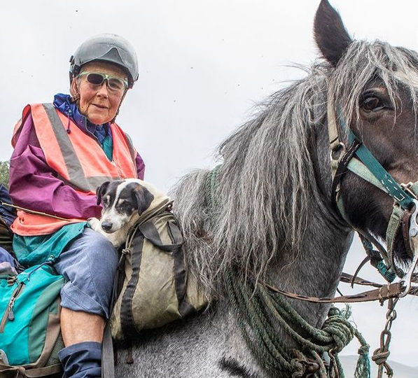 Woman, 80, treks 600 miles every year with her horse, dog