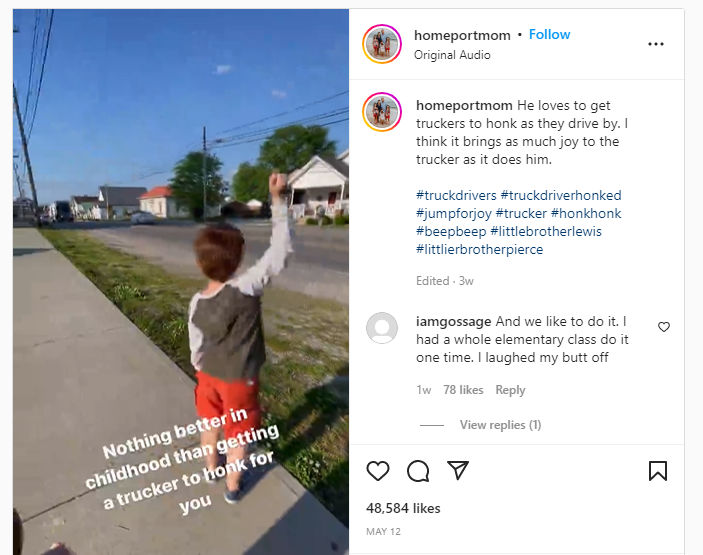 Boy feels overjoyed as truckers honk after his signal; video viral
