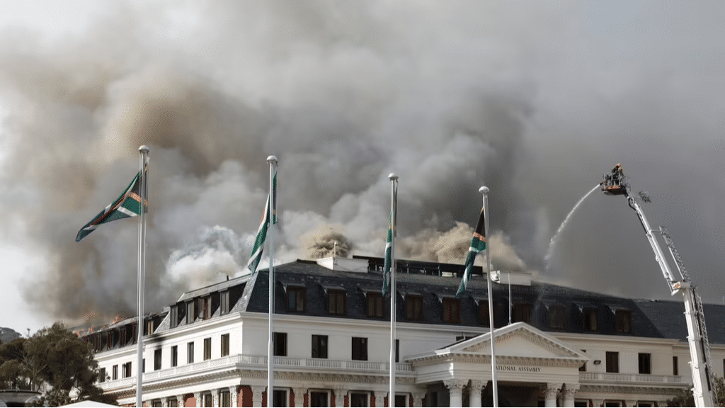 South Africa parliament fire suspect slapped with terrorism charge