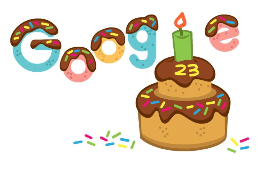 Google celebrates 23rd birthday with a smiling chocolate cake doodle