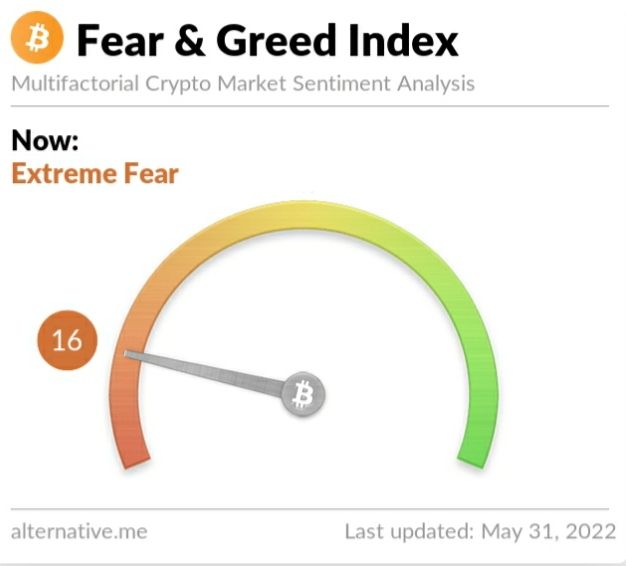 Crypto Fear and Greed Index on Tuesday, May 31, 2022