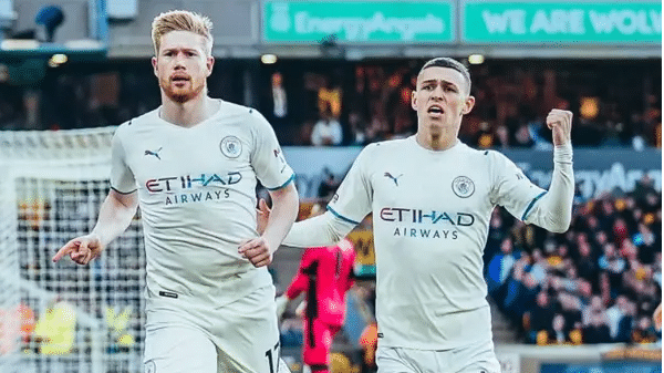 PL: De Bruyne nets 4 as Man City demolish Wolves 5-1 to go 3 points clear