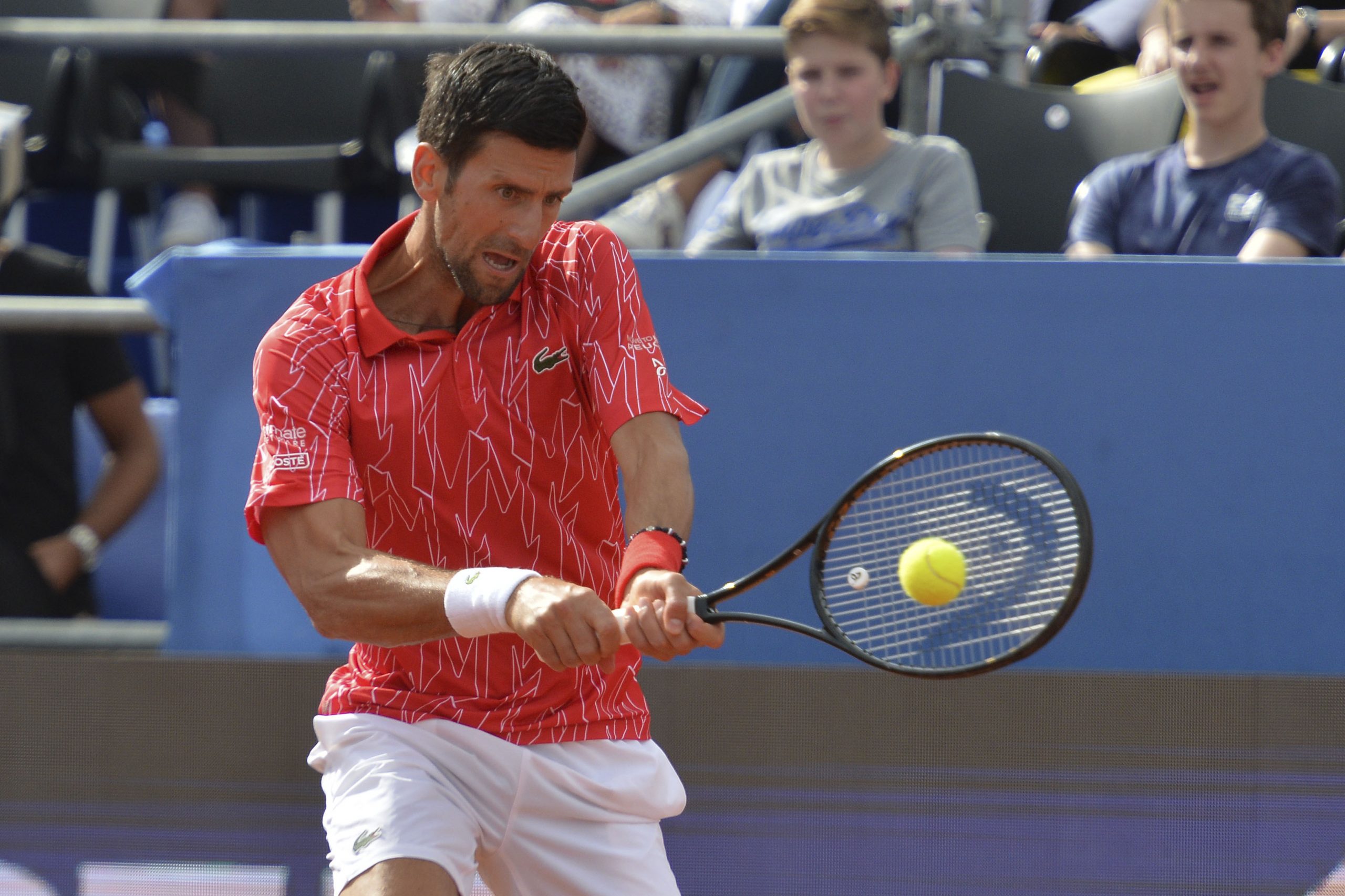 Djokovic in action on day one at US Open bubble