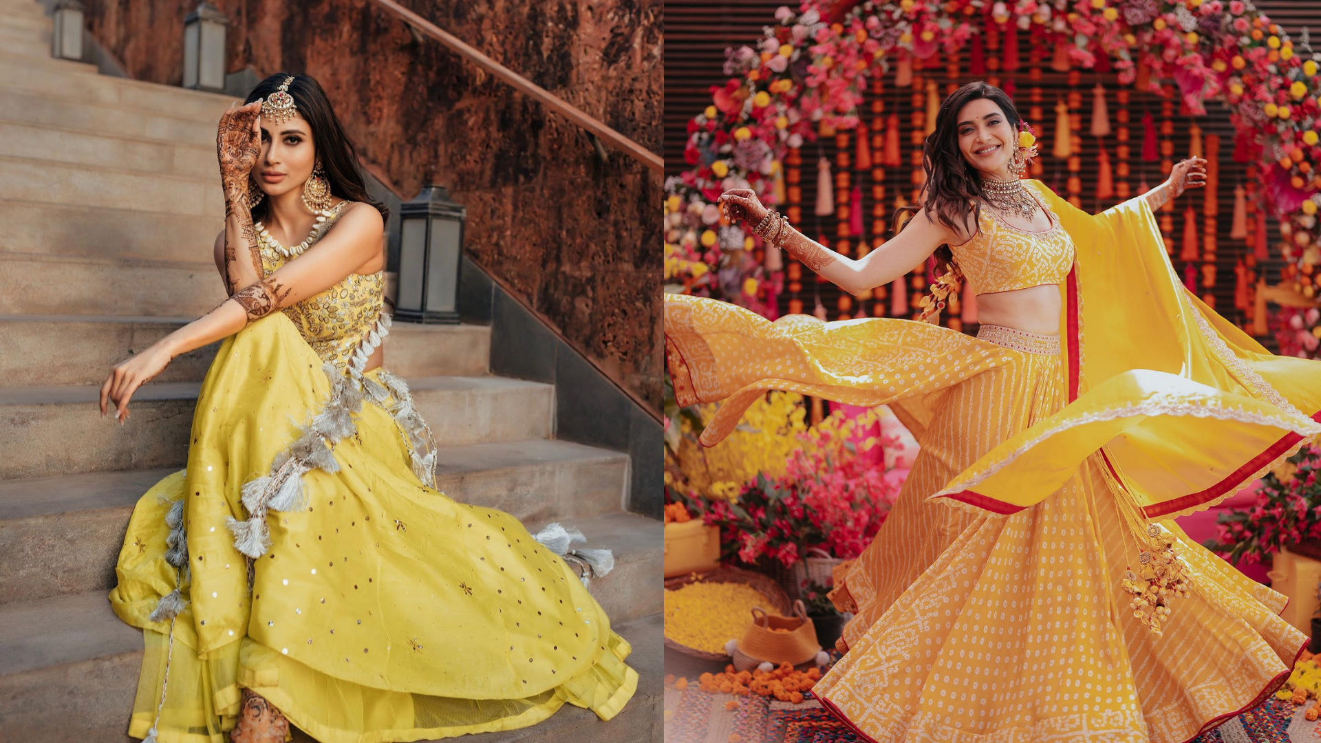 Karishma Tanna’s haldi and mehendi styles resounded with that of Mouni Roy, see how