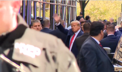 Donald Trump enters Manhattan court in silence after posting about ‘surreal’ ride on Truth Social