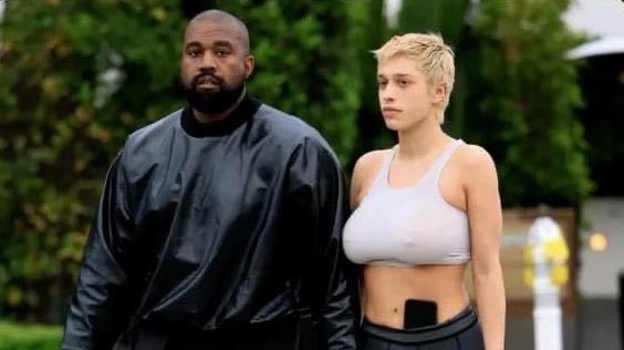 Kanye West’s wife Bianca Censori compared to Pete Davidson, rapper trolled for blue socks, shoulder pads look