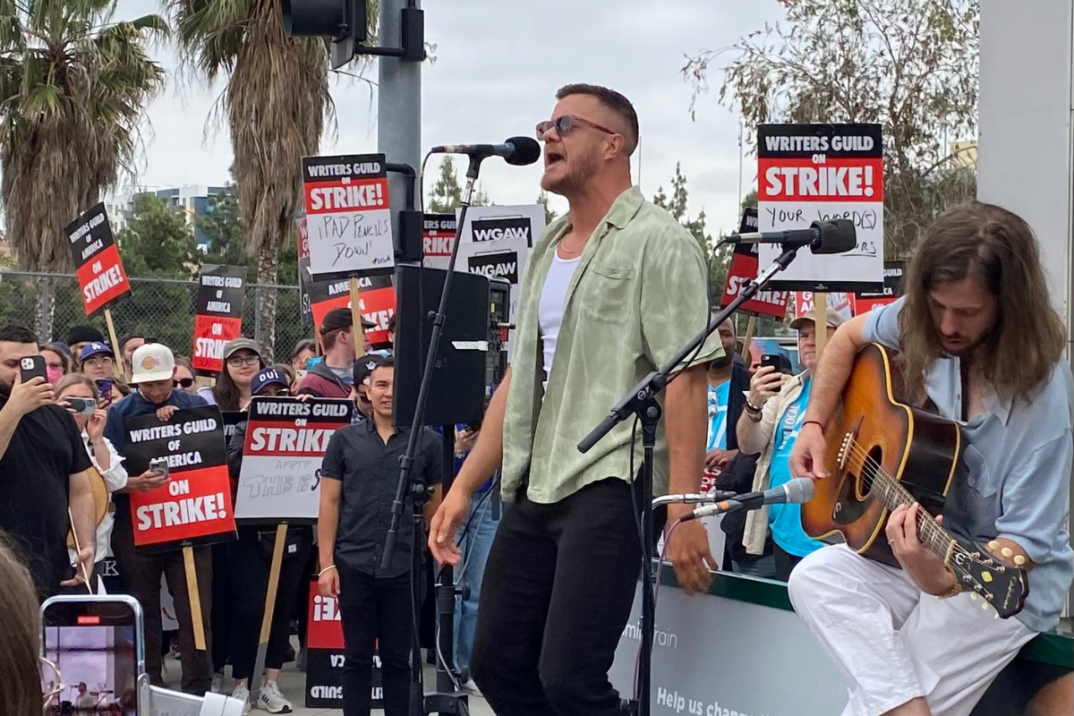 Imagine Dragons perform in support of Writer’s Guild strike at Netflix headquarters in LA: Watch