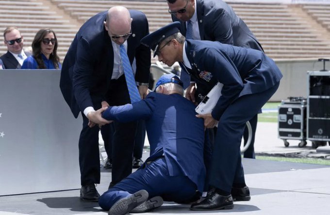 Joe Biden’s ‘horseshoe’ heels trolled after president falls on stage at Air Force Academy