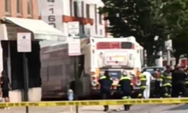Baltimore: At least seventeen injured as bus crashes into building
