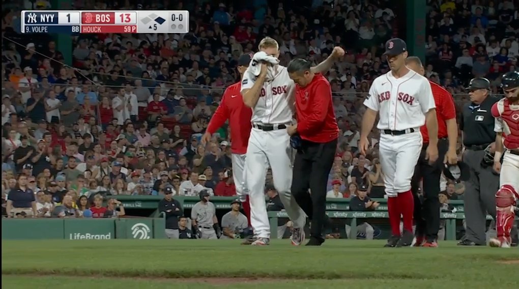 Tanner Houck hit on face, taken off field during New York Yankees vs Boston Red Sox: Watch video