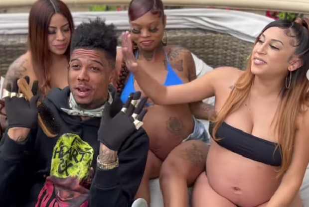Blueface raps with pregnant women in music video after urging girlfriend Chrisean Rock to abort child