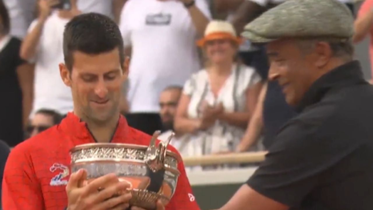 Who is Yannick Noah, player who presented French Open trophy to Novak Djokovic?