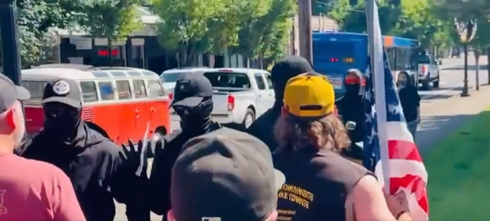 MAGA supporters ‘demask’ Patriot Front members, alleging they are feds in Oregon | Watch