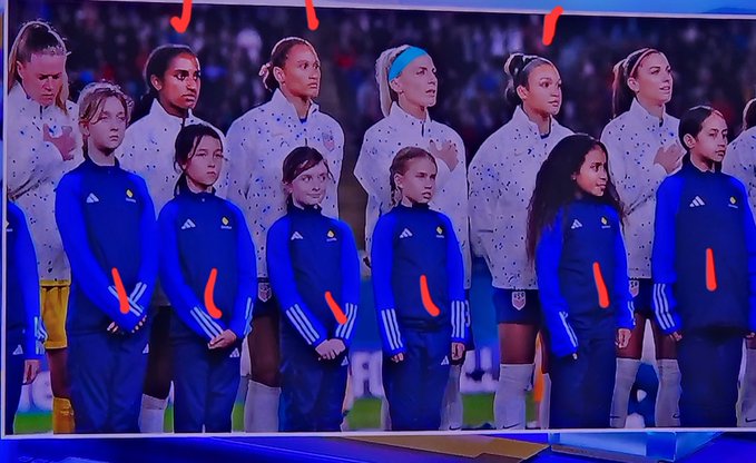 Which six USWNT players chose to remain silent during the national anthem?