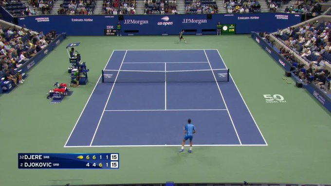 Watch: Novak Djokovic in complete awe at Laslo Djere’s epic flick slap shot comeback in US Open