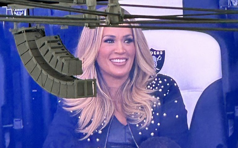 Carrie Underwood spotted at Allegiant Stadium watching Las Vegas Raiders vs Pittsburgh Steelers | Watch Video