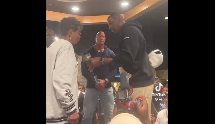Video of Coach Prime’s mother telling him to ‘kick a**’ and Dwyane Johnson nodding, goes viral