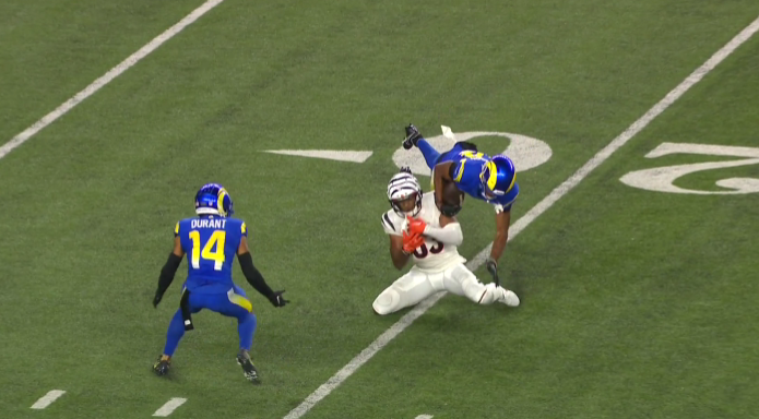 Rams CB Ahkello Witherspoon takes one-handed pick against Bengals QB Joe Burrow | Watch video