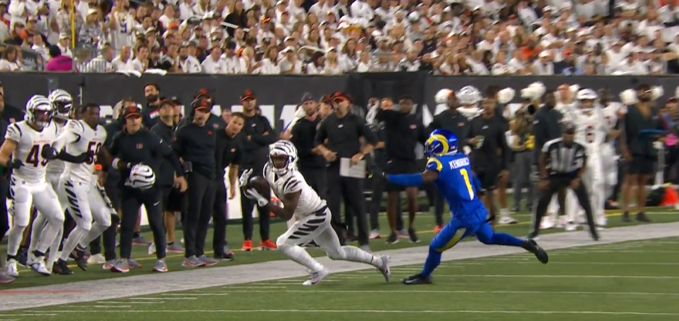 Ja’Marr Chase does a picture perfect toe drag in Los Angles Rams vs Cincinnati Bengals: Watch Video
