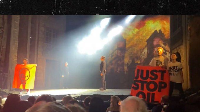 Les Misérables performance stormed by oil protesters in London | Watch Video
