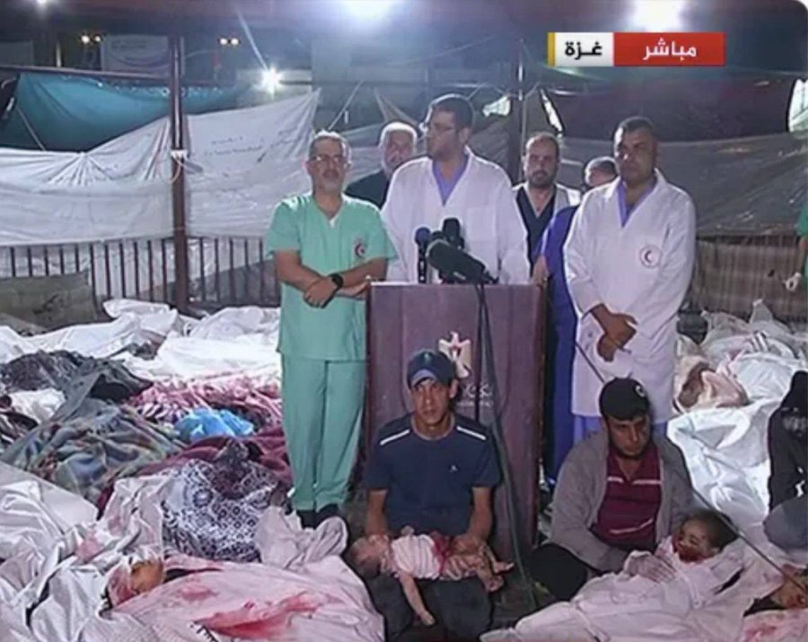 Video of doctors refusing to evacuate leaving behind infants go viral after misfired rocket destroys Al Ahli Arab aka Baptist hospital | Watch video