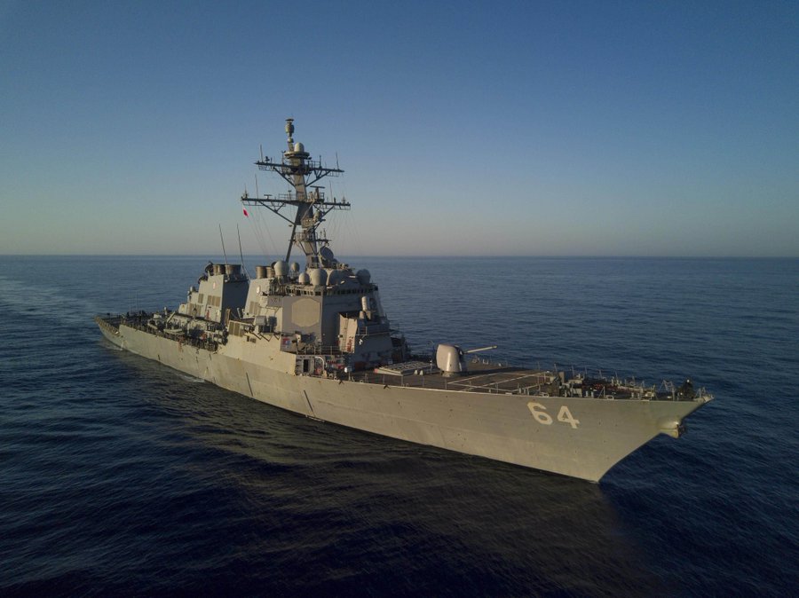 US warship spotted near Yemen intercepts several missiles amidst crisis in the Middle East