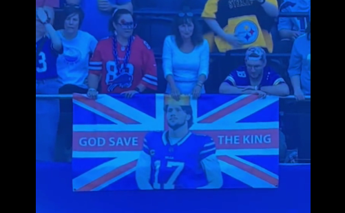 ‘God save the king’ sign featuring Josh Allen spotted at Bills vs Jaguars game in London | Video