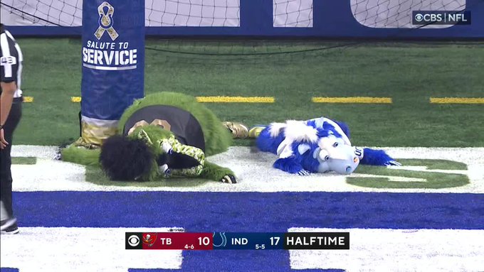 Colts mascot Green experiences rollercoaster of emotions after Matt Gay missed the kick before halftime| Watch Video