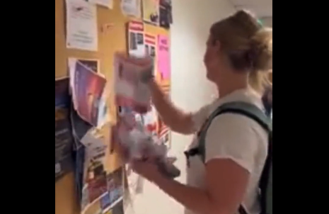 USC student filmed while destroying posters of Israeli civilians kidnapped by Hamas | Watch Video