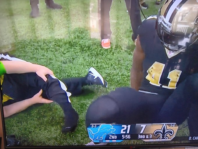 NFL sideline official injured in Detroit Lions vs New Orleans Saints matchup | Watch video
